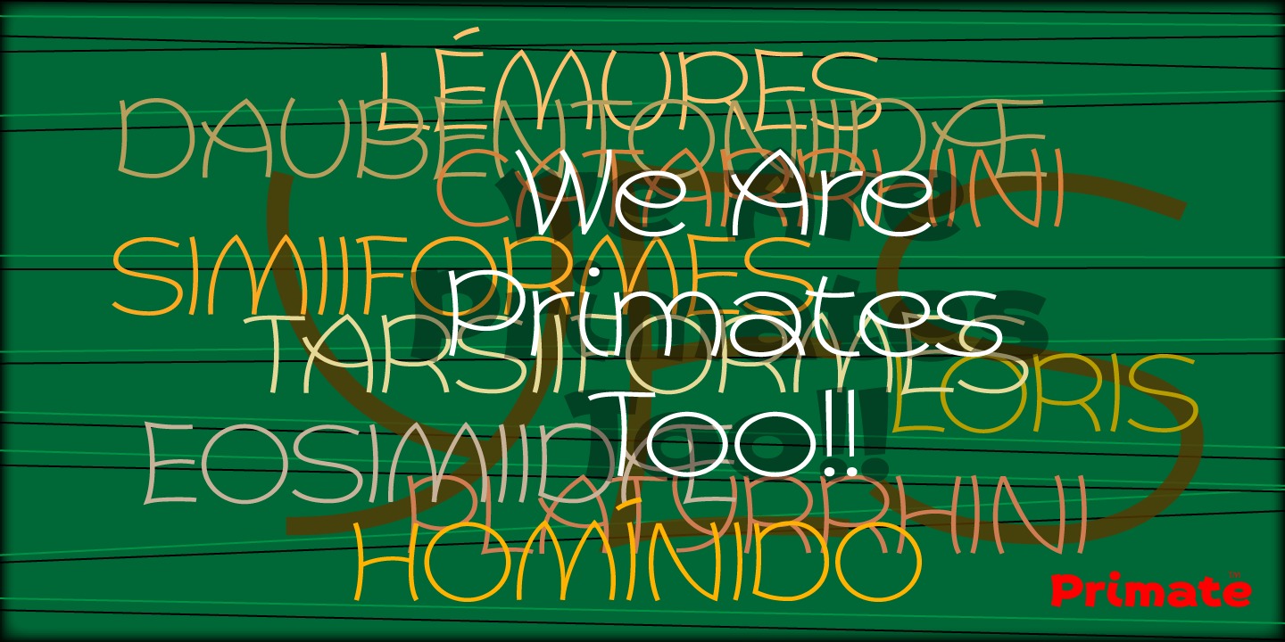Пример шрифта Primate Ultra Light Italic